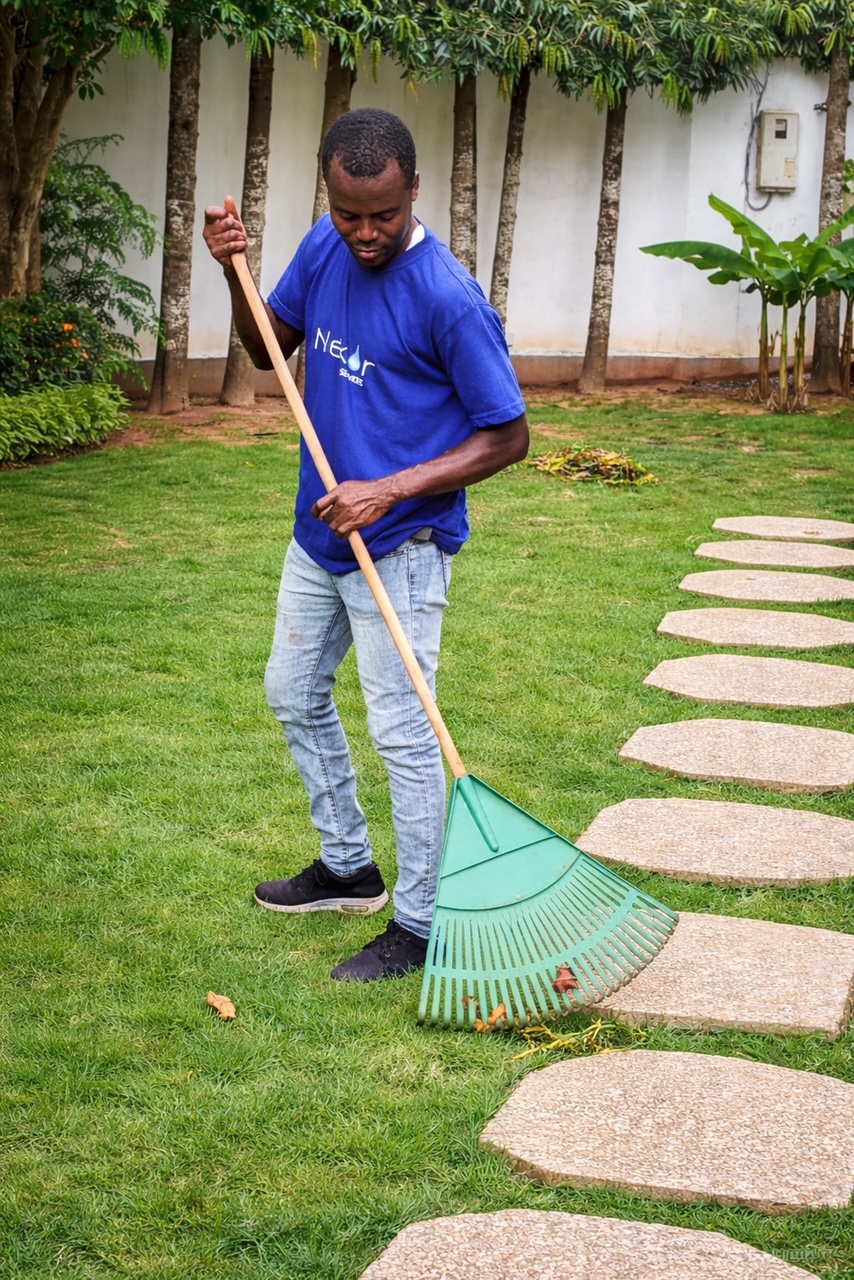 Agent Nekor entretenant un jardin